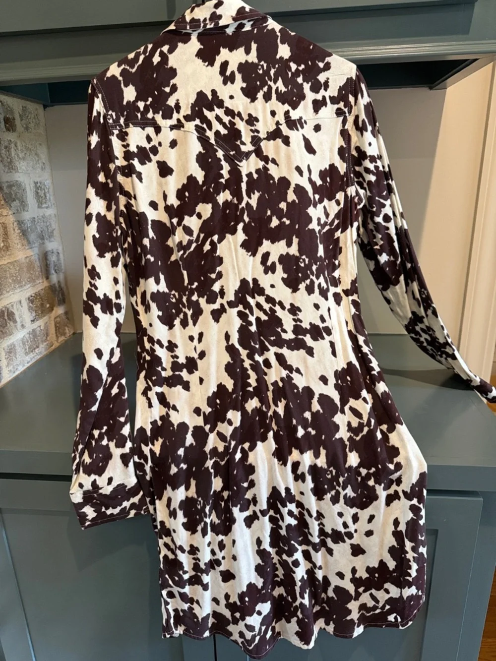 Wrangler Cow Print Shirt Dress - Brown & Cream XS - Picture 6 of 7
